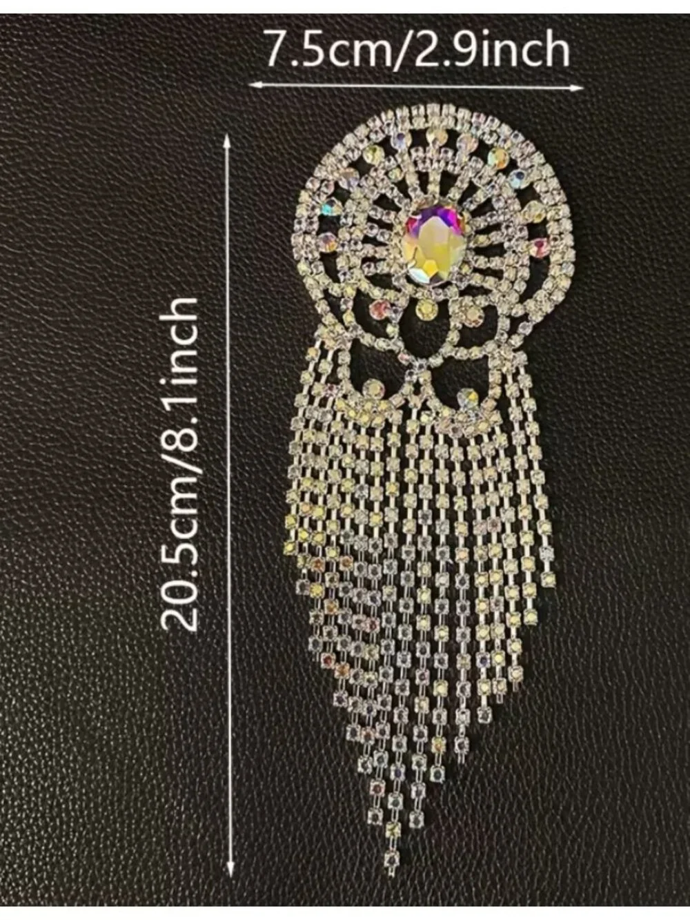 Luxurious Gold Rhinestone Floral Shoulder Epaulette Brooch Sparkling Fringe